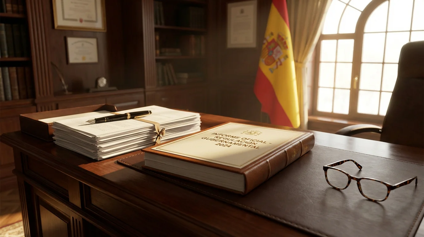Documento oficial de regulación del juego online en España sobre un escritorio profesional